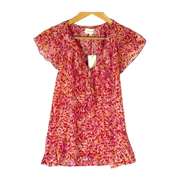 Melloday Size M Y2K Top Gauzy Fairy Core Flounce Sleeve Floral Leaf Lightweight - Picture 1 of 6